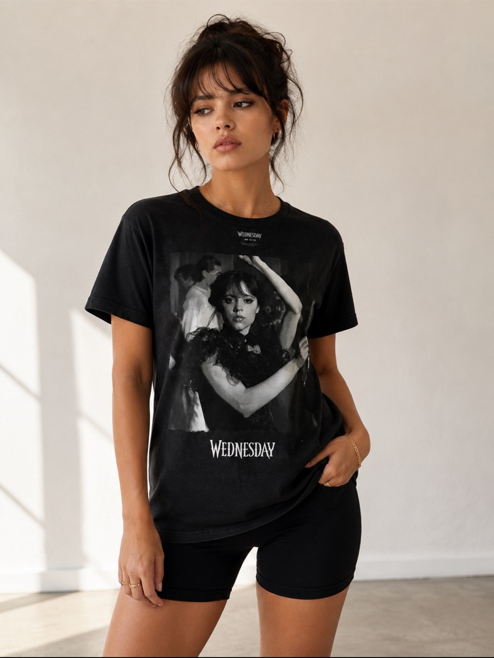 Wednesday Dance Graphic T-Shirt Black Cotton Tee Women’s Medium